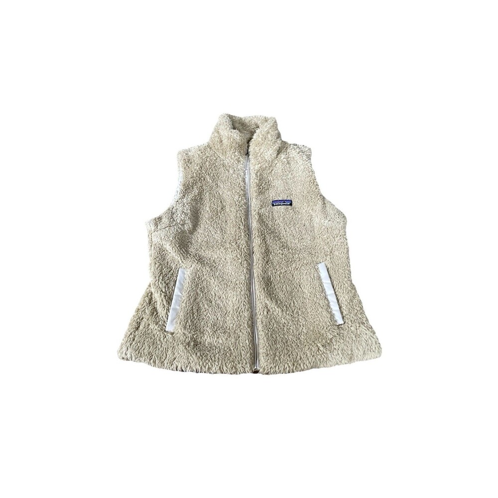 Patagonia Womens Los Gatos Full Zip Beige Sherpa Fleece Vest Jacket Size M